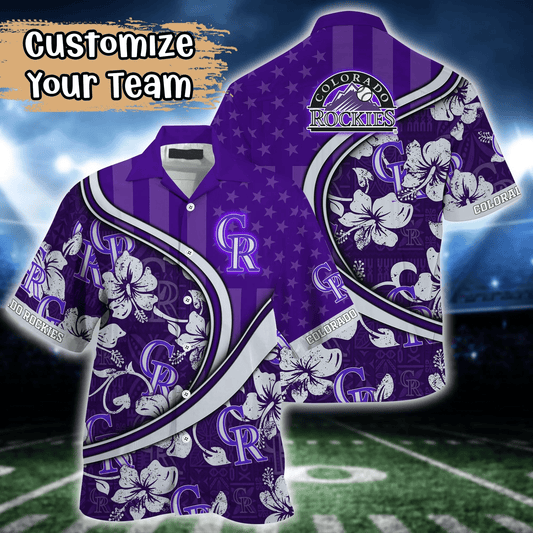 Colorado Rockies MLB Us Flag Hawaiian Shirt Custom Summer Aloha Shirt