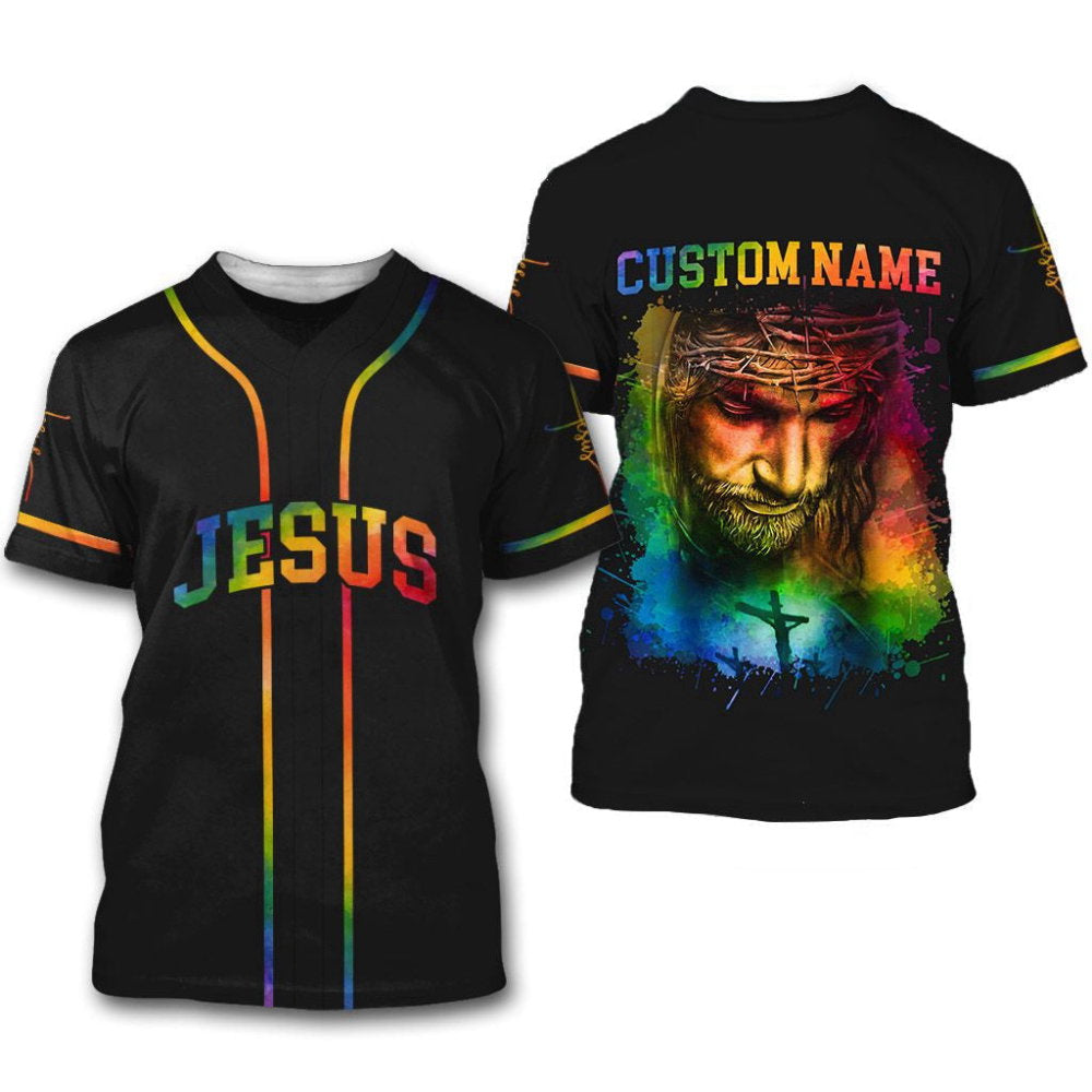 Colorful Jesus Baseball Jersey Custom Name Adult Unisex S-5XL Sizes - Aopprinter