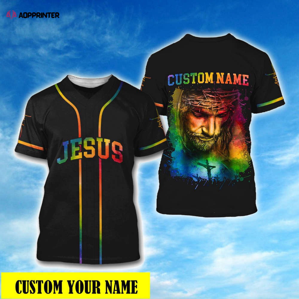 Colorful Jesus Baseball Jersey Custom Name Adult Unisex S-5XL Sizes - Aopprinter