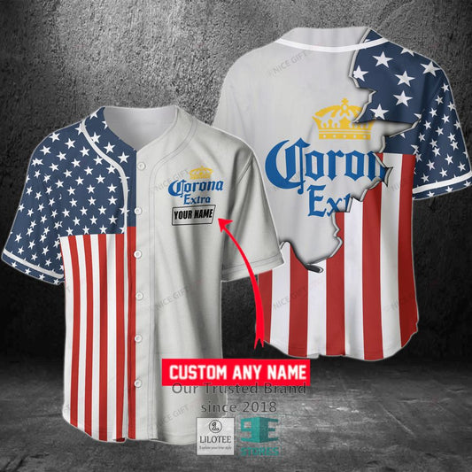 Corona Extra Your Name US Flag Baseball Jersey