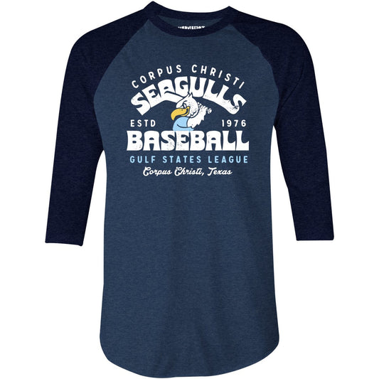 Corpus Christi Seagulls - Texas - Vintage Defunct Baseball Teams - 3/4 Sleeve Raglan T-Shirt