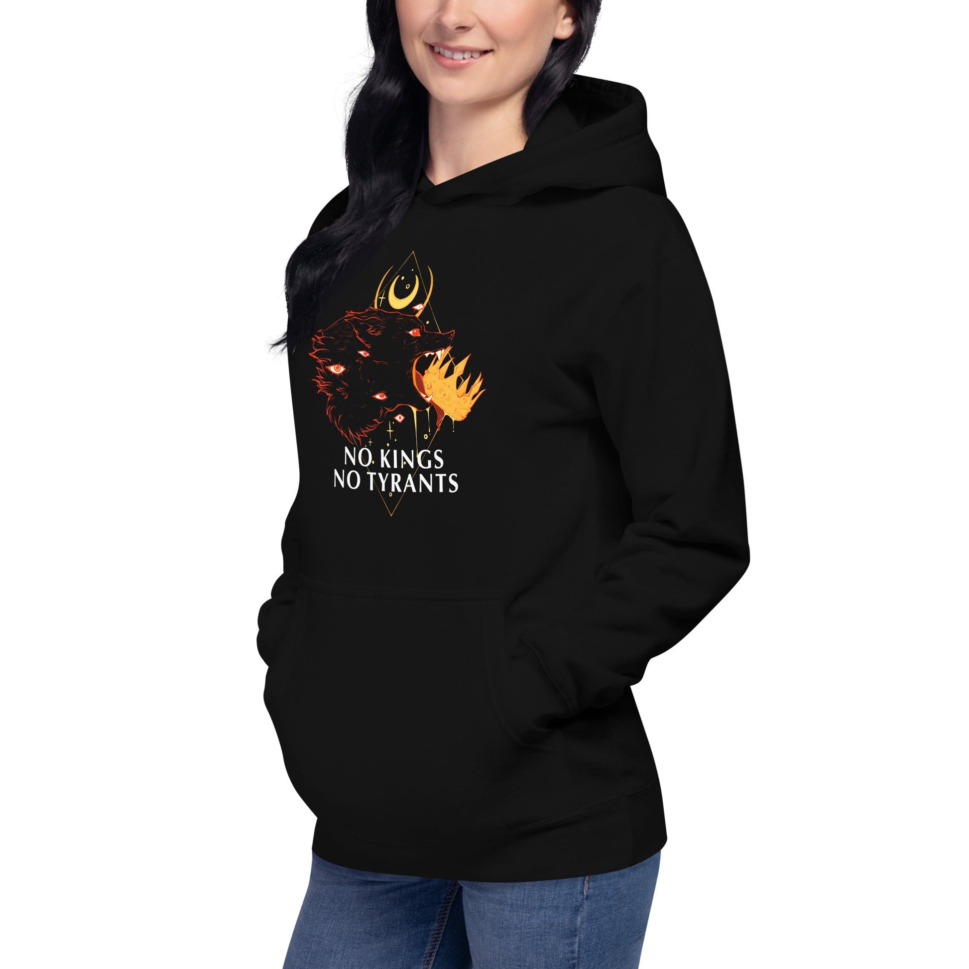 No Kings Wolf, Unisex Hoodie T-Shirts, Sweatshirt | InkThreadWorks.com (Image 2)