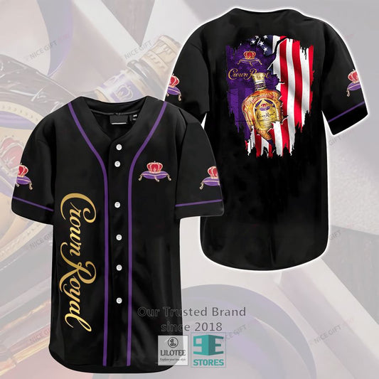 Crown Royal US Flag Black Baseball Jersey