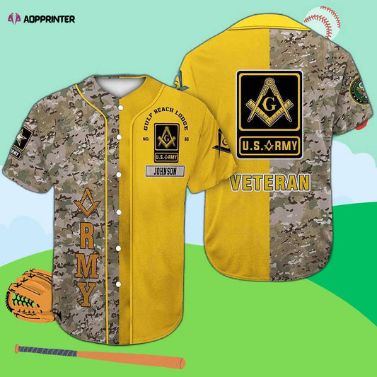Custom Army Vet Freemasonry Baseball Jersey: Personalized and Patriotic - Aopprinter