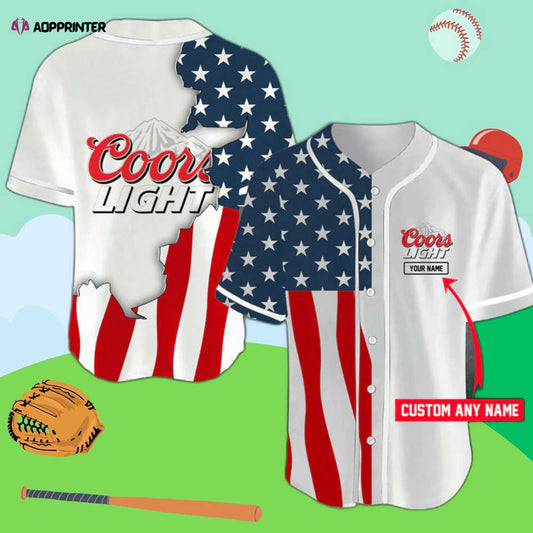 Custom Coors Light American Flag Jersey: Personalized Baseball Apparel - Aopprinter