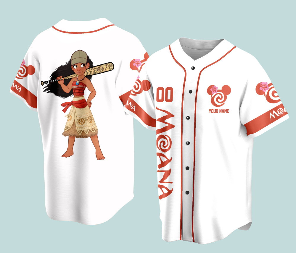 Custom Ddisney Princess Moana Game Day Baseball Jersey Ddisney Moana Baseball Outfit For Baseball Fan Player Baseball Girl Women Lover - Aopprinter