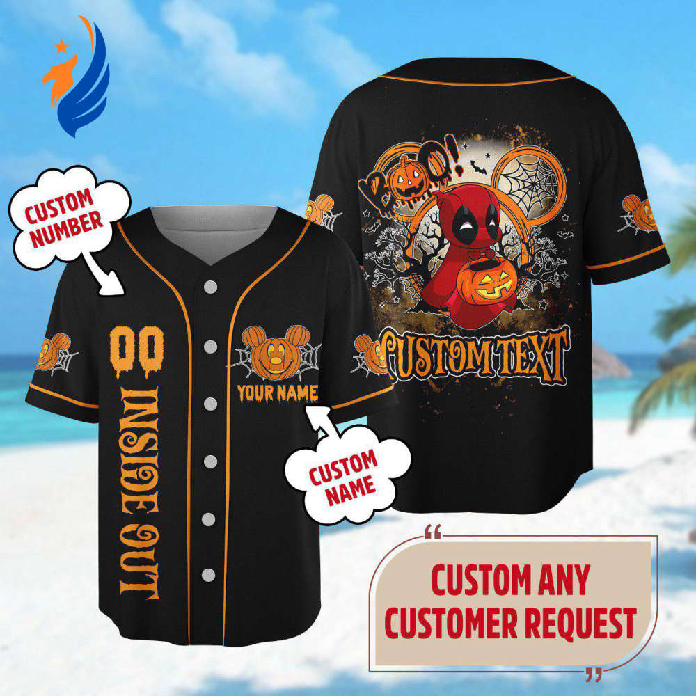 Custom Deadpool Halloween Baseball Jersey Mickey Mouse Ears Team Superhero Party Shirt Horror Family Trip Shirt - Bafud