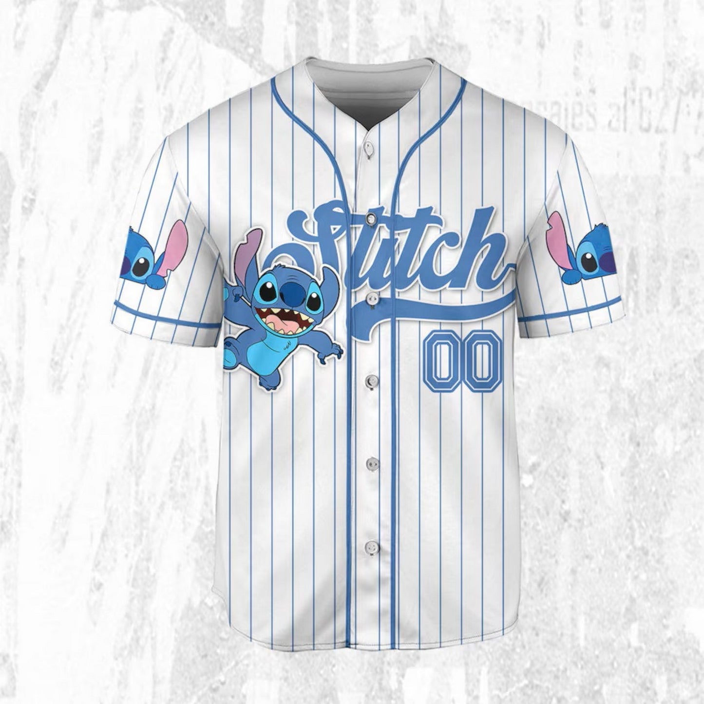 Custom Disney Lilo And Stitch Happy Stitch White Baseball Jersey