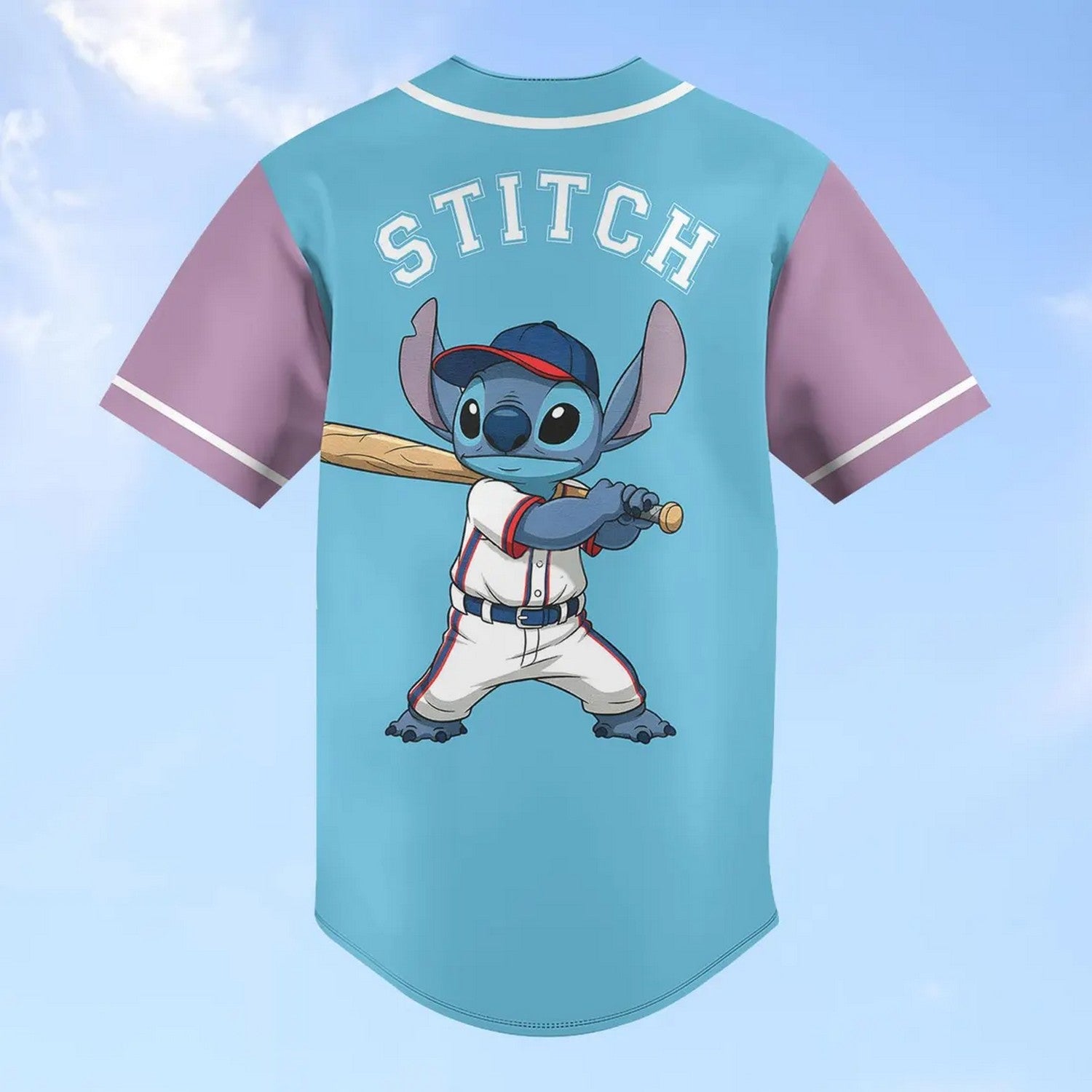 Custom Disney Stitch Blue Purple Baseball Jersey