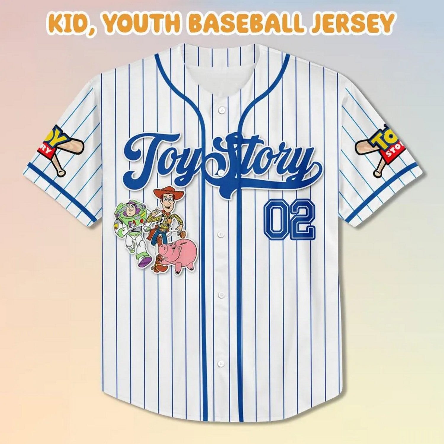 Custom Disney Toy Story White Blue Baseball Jersey