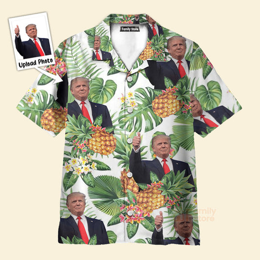 Custom Donald Trump Photo Tropical Style 1 Aloha Shirt Trump Hawaiian Shirt