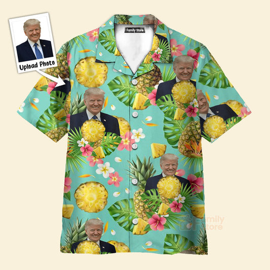 Custom Donald Trump Photo Tropical Style 3 Aloha Shirt Trump Hawaiian Shirt
