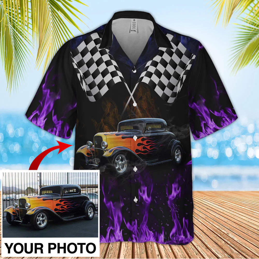 Custom Image Racing Car Dirt Bike Motocross Hot Rod Trendy Hawaiian Shirt