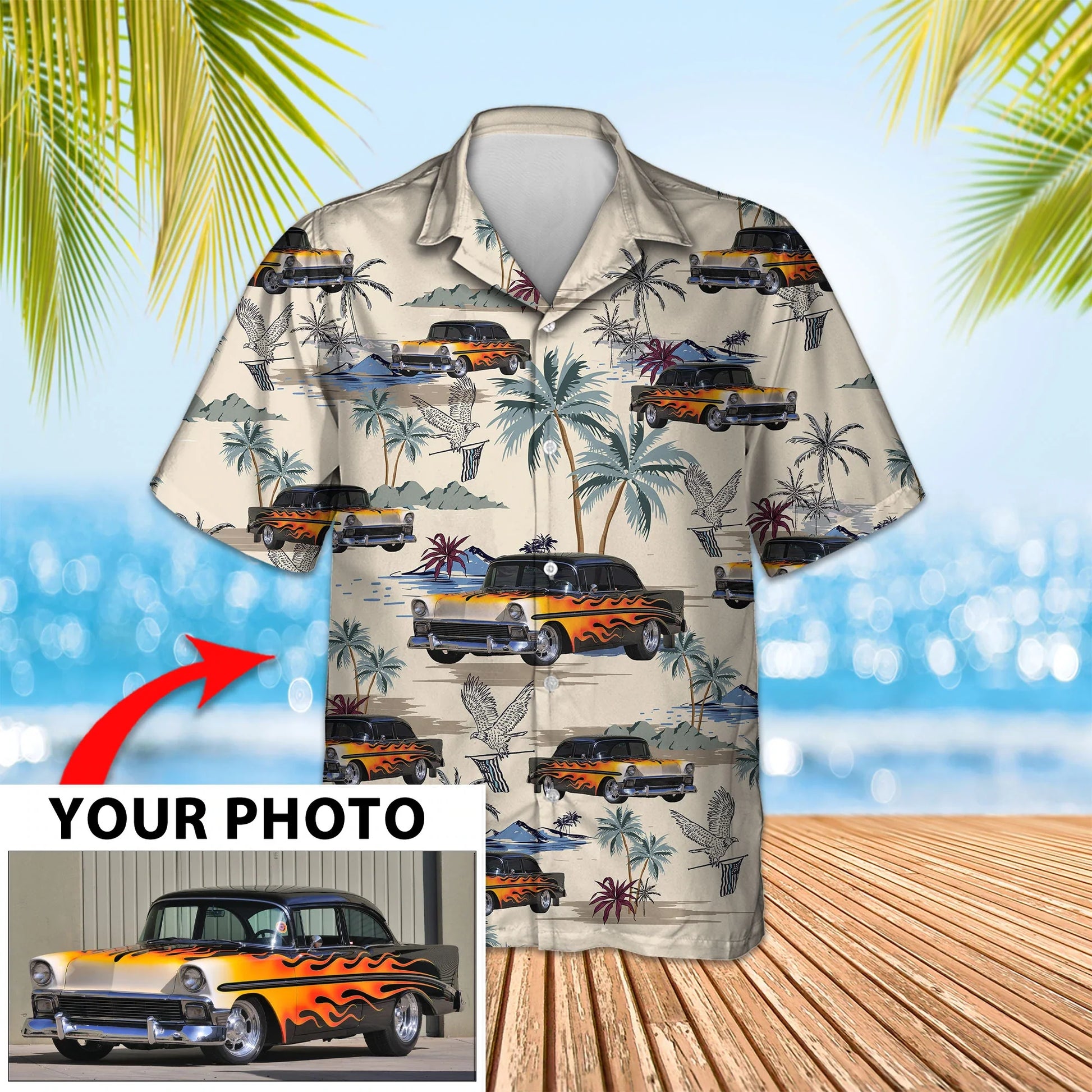 Custom Image Seamless Car Trendy Hawaiian Shirt, Summer Short Sleeve Hawaiian Aloha Shirt For Men, Women