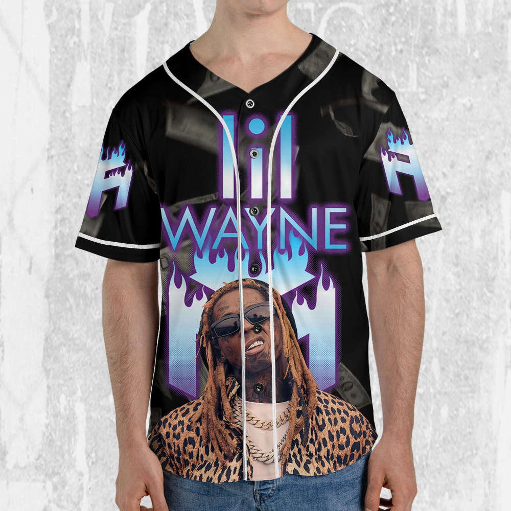 Custom Lil Wayne Flames Baseball Jersey – Personalize Your Young Money Rap Shirt