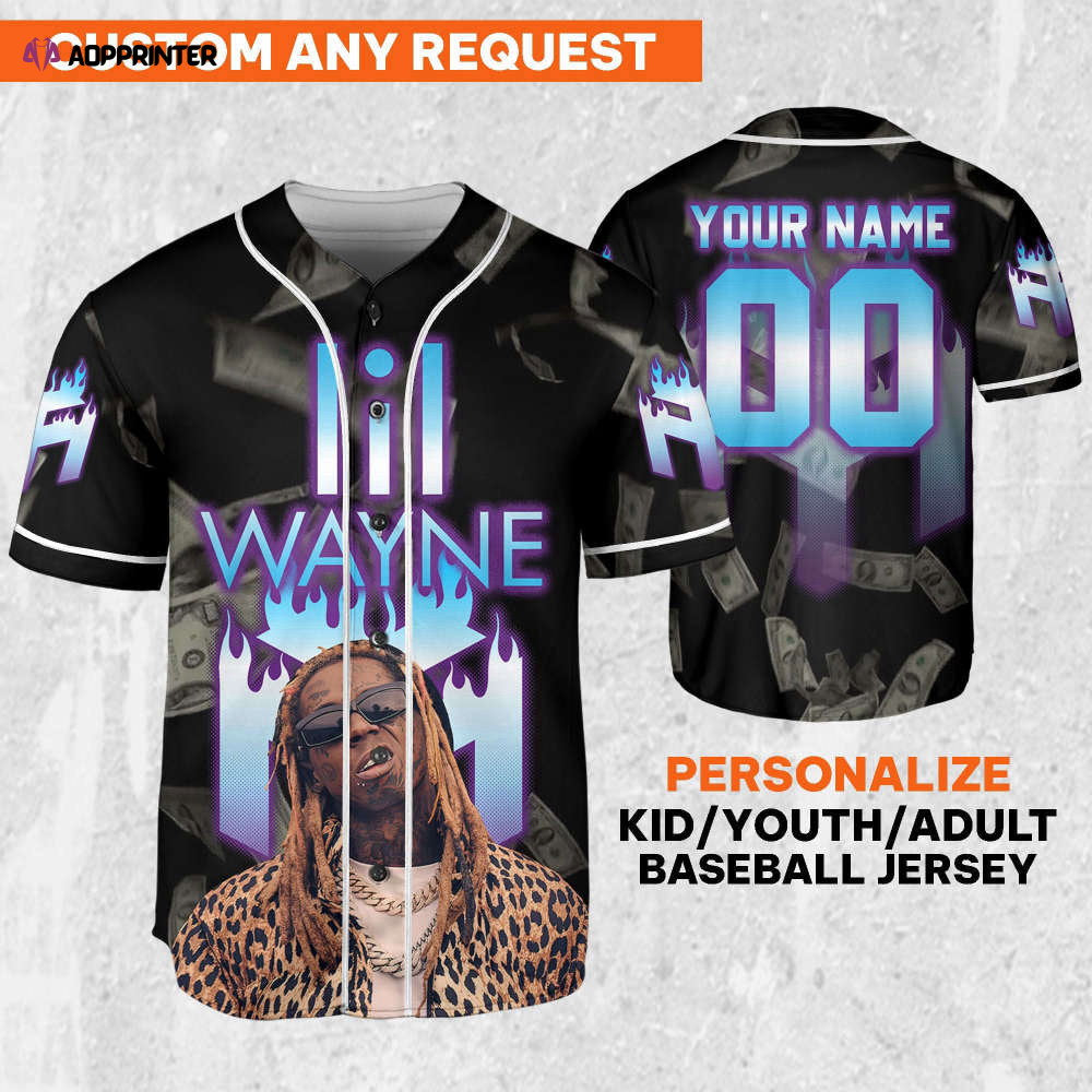 Custom Lil Wayne Flames Baseball Jersey - Personalize Your Young Money Rap Shirt - Aopprinter