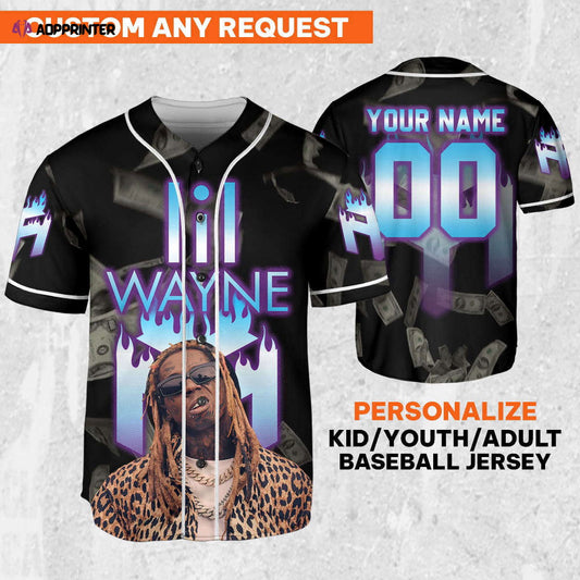 Custom Lil Wayne Flames Baseball Jersey - Personalize Your Young Money Rap Shirt - Aopprinter