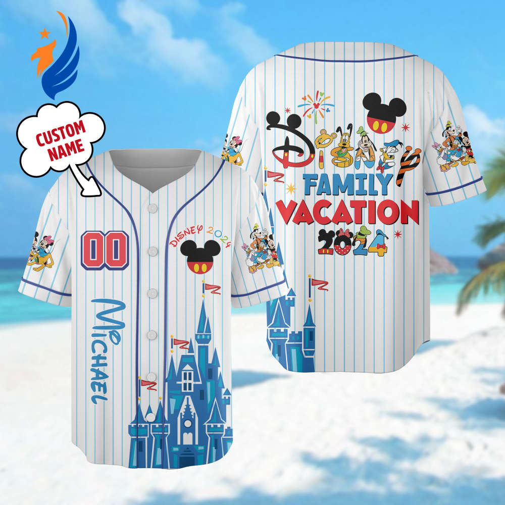 Custom Mickey Mouse Baseball Jersey - Castle Basketball Team Shirt: Perfect Family Vacation & Birthday Gift for Kids - Bafud