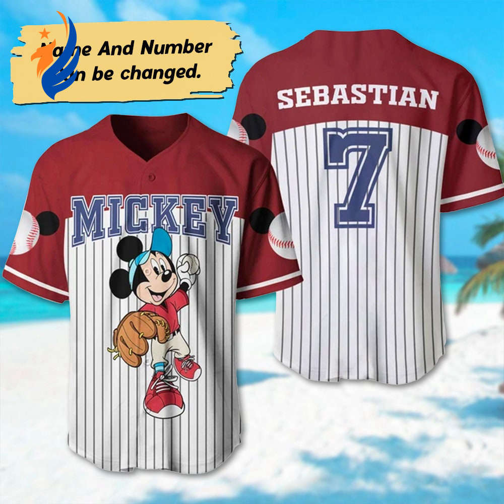 Custom Mickey Mouse Baseball Jersey - Magical Mickey Cartoon Team Shirt for Family Trip & Kids - Gift from Magic Kingdom - Bafud