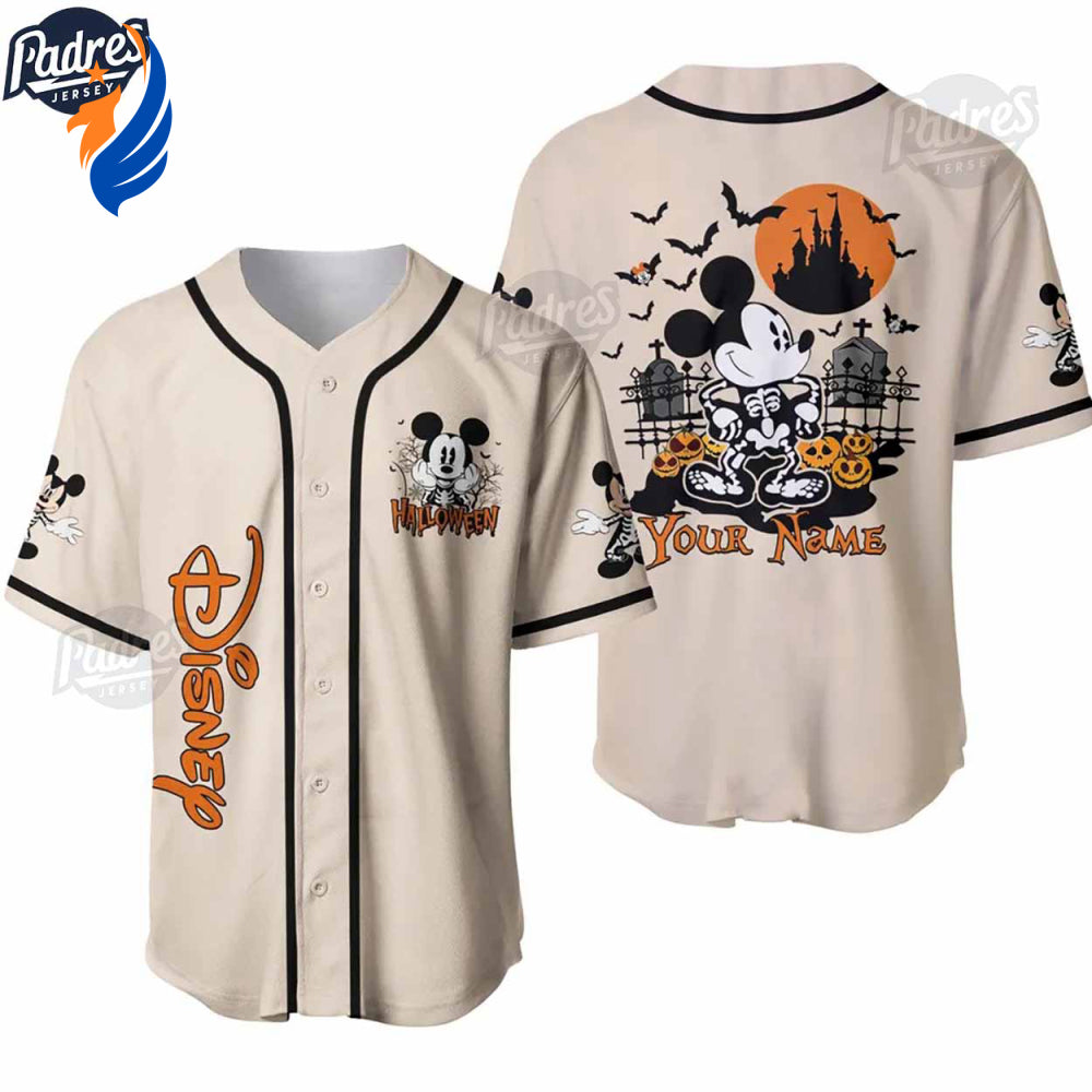 Spook-tacular Custom Mickey Mouse Halloween Baseball Jersey Halloween-inspired Design for Baseball Enthusiasts - Bafud