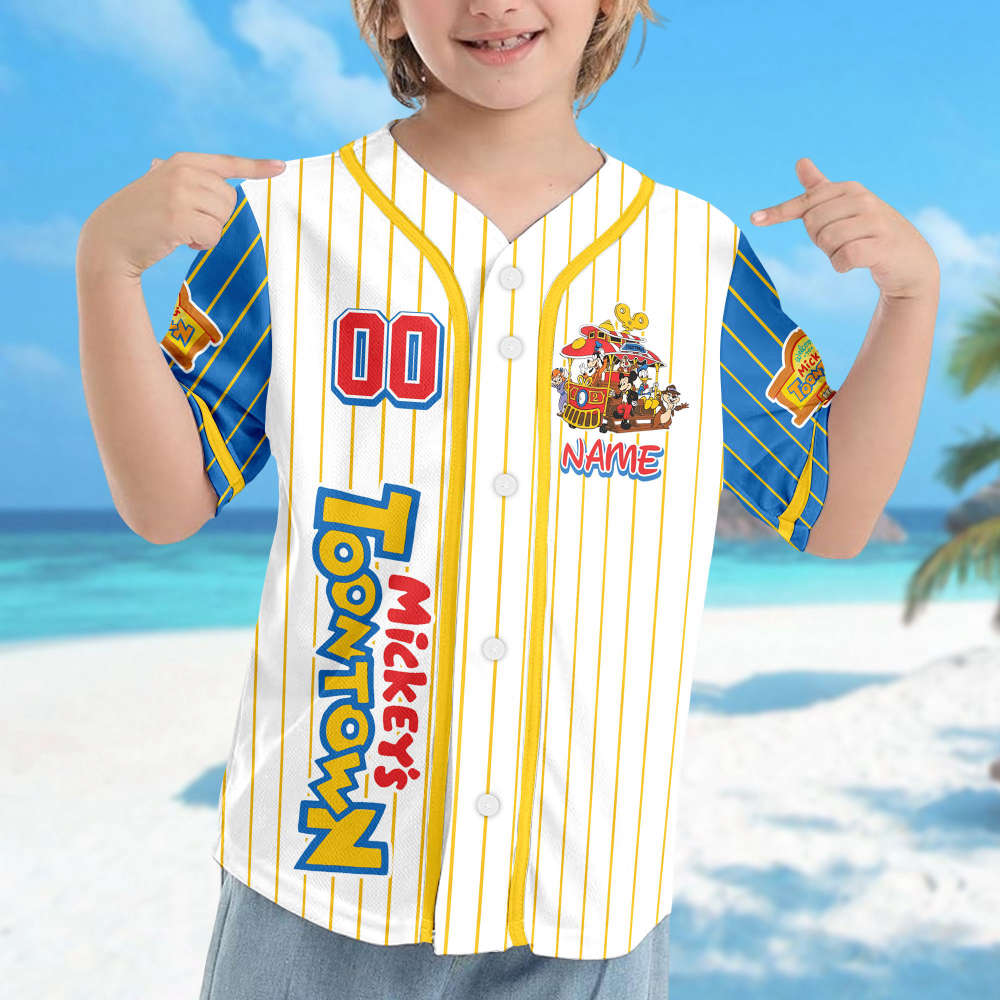 Custom Mickey s Toontown Baseball Jersey - Mickey and Friends Team Shirt for Family Trip Theme Park Magic Kingdom - Bafud