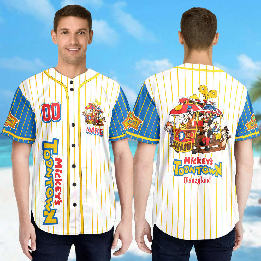 Custom Mickey s Toontown Baseball Jersey - Mickey and Friends Team Shirt for Family Trip Theme Park Magic Kingdom - Bafud