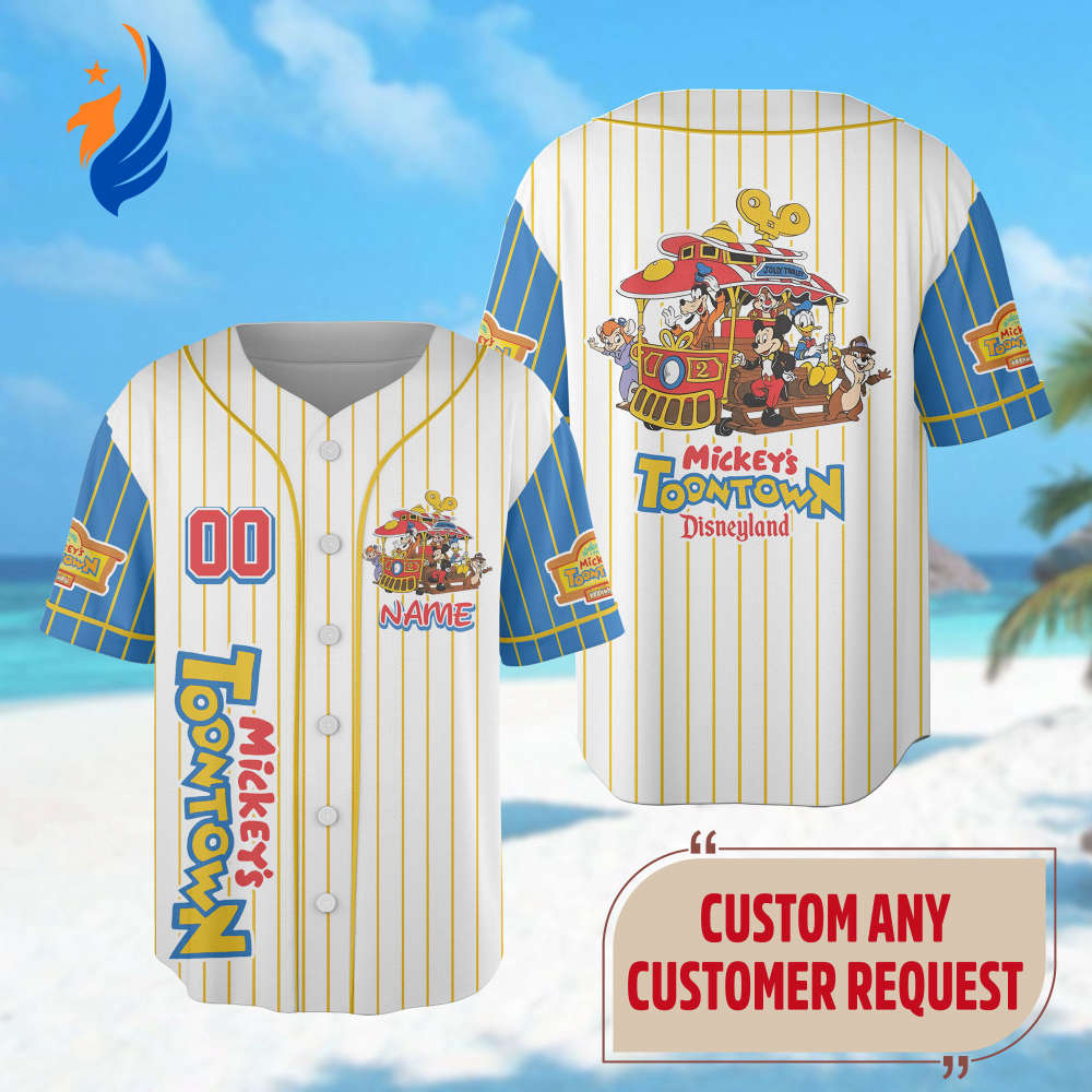 Custom Mickey s Toontown Baseball Jersey - Mickey and Friends Team Shirt for Family Trip Theme Park Magic Kingdom - Bafud