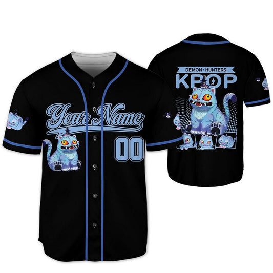 Custom Name And Number Demon Hunter Tiger Black Baseball Jersey