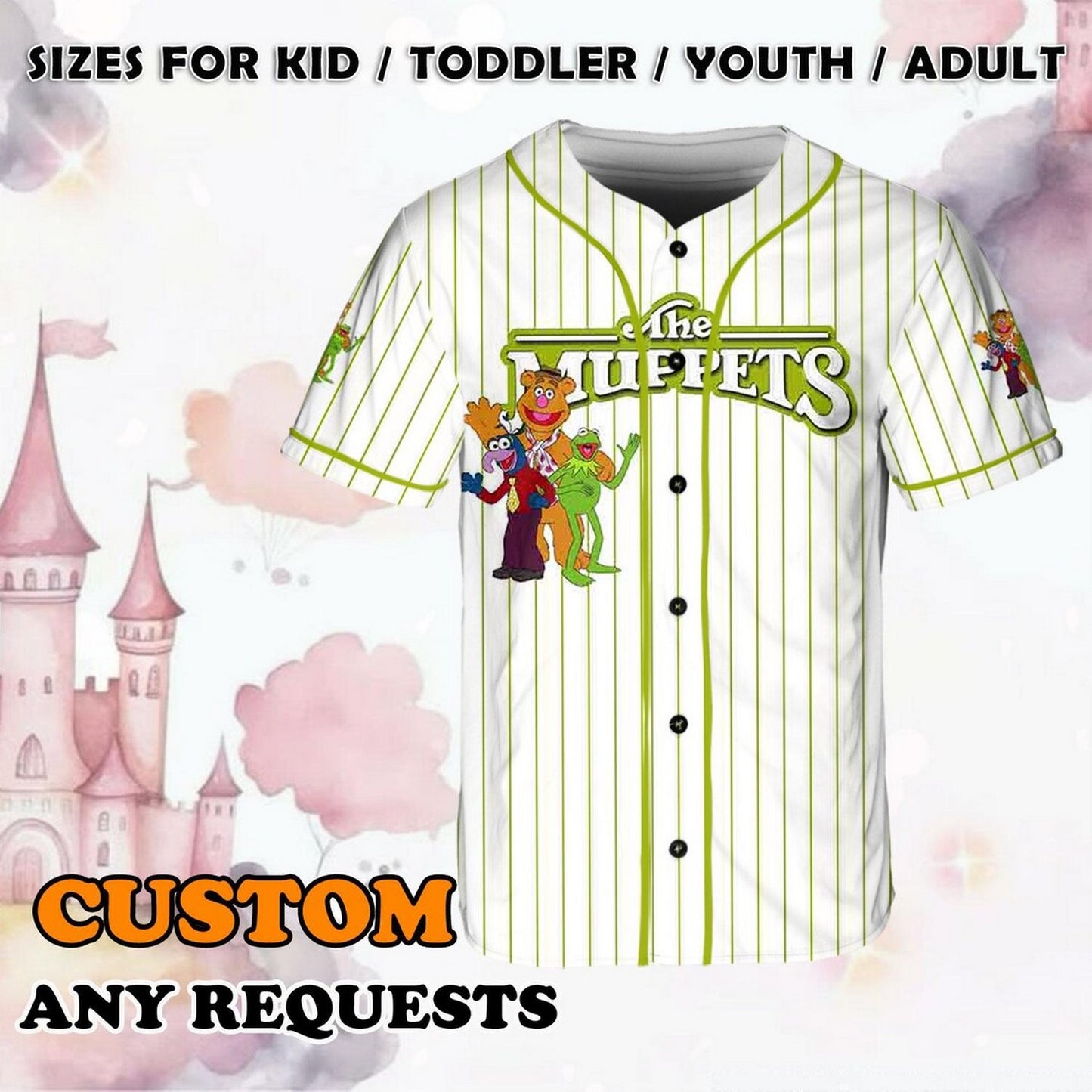 Custom Name And Number Disney Disney The Muppets Characters Baseball Jersey