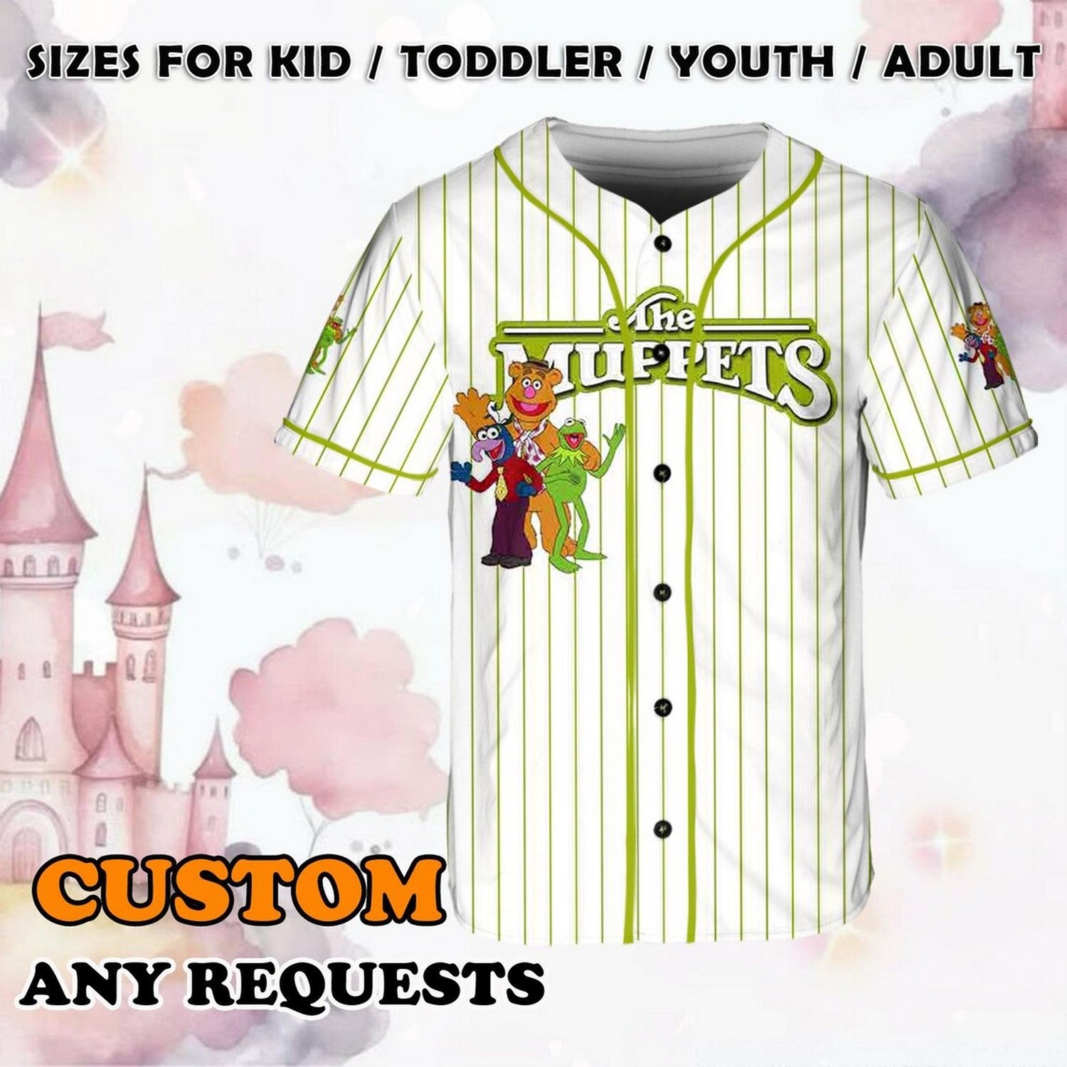 Custom Name And Number Disney Disney The Muppets Characters Baseball Jersey