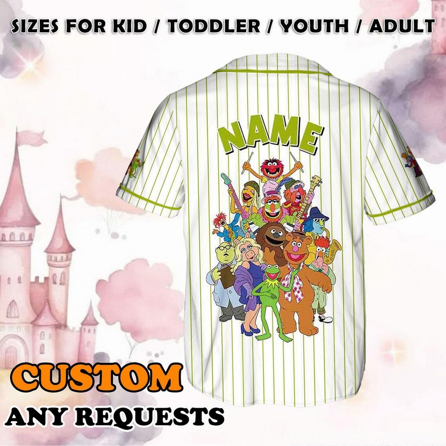 Custom Name And Number Disney Disney The Muppets Characters Baseball Jersey