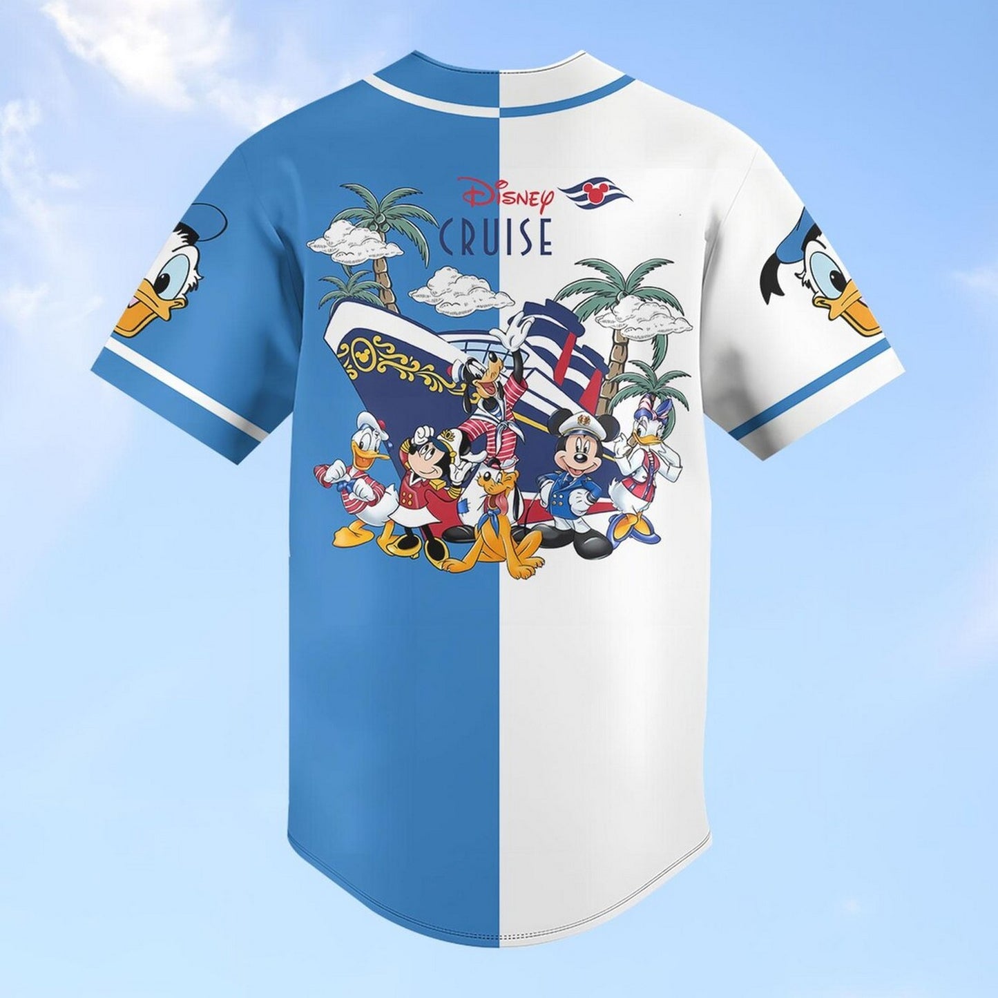Custom Name And Number Disney Donald Duck Cruise Blue White Baseball Jersey