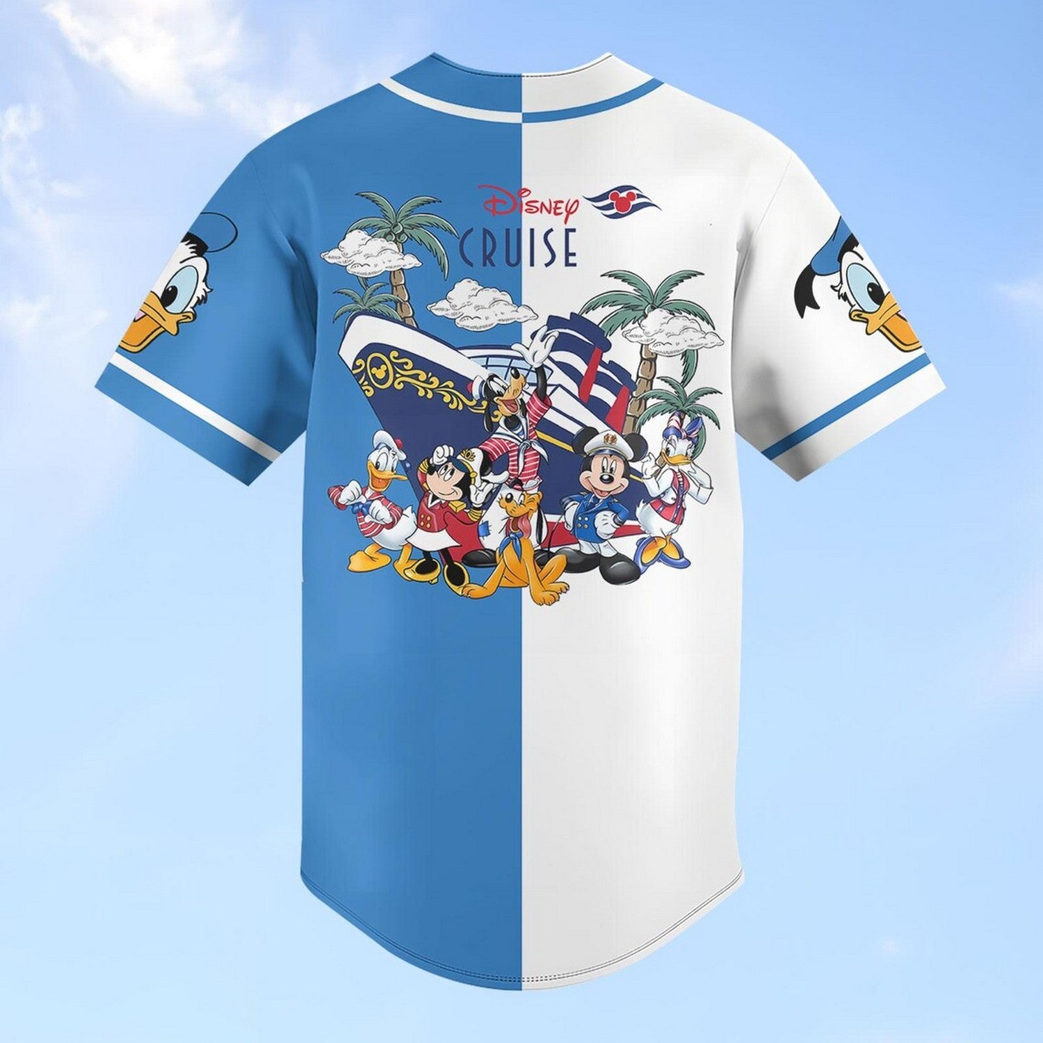Custom Name And Number Disney Donald Duck Cruise Blue White Baseball Jersey