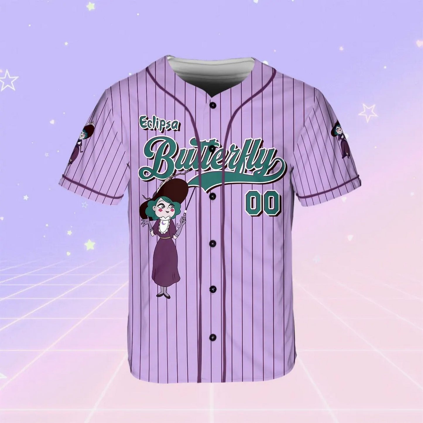 Custom Name And Number Disney Eclipsa Butterfly Purple Baseball Jersey