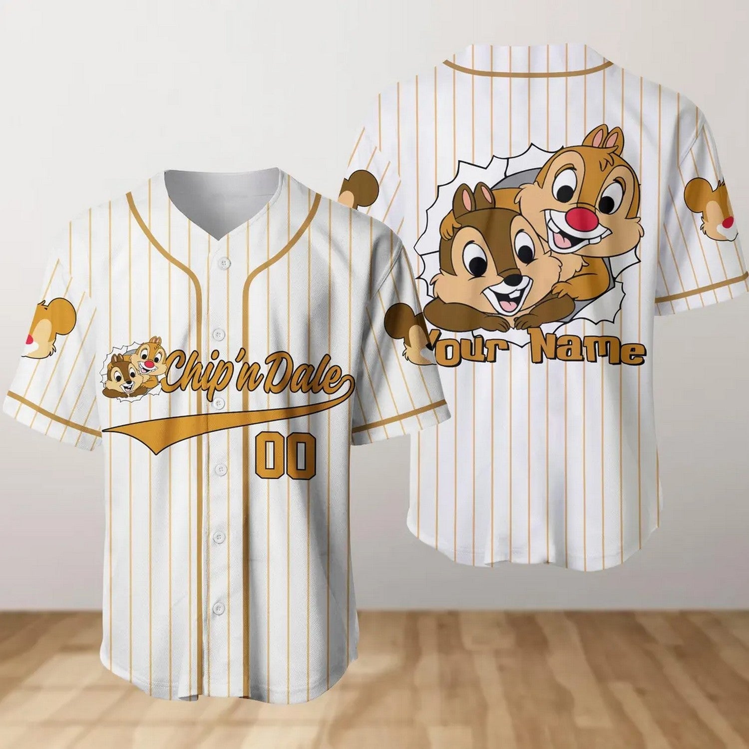 Custom Name And Number Disney Friendly Chip And Dale Baseball Jersey