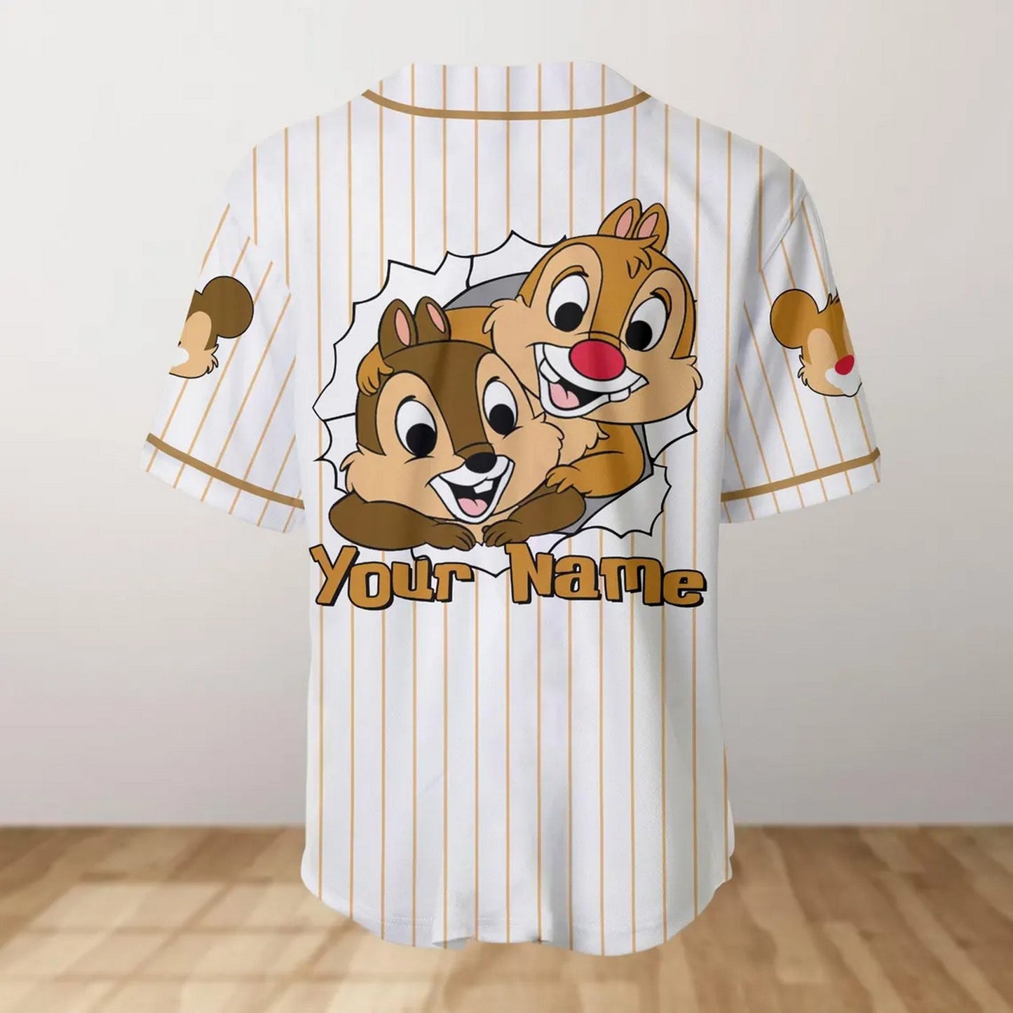 Custom Name And Number Disney Friendly Chip And Dale Baseball Jersey