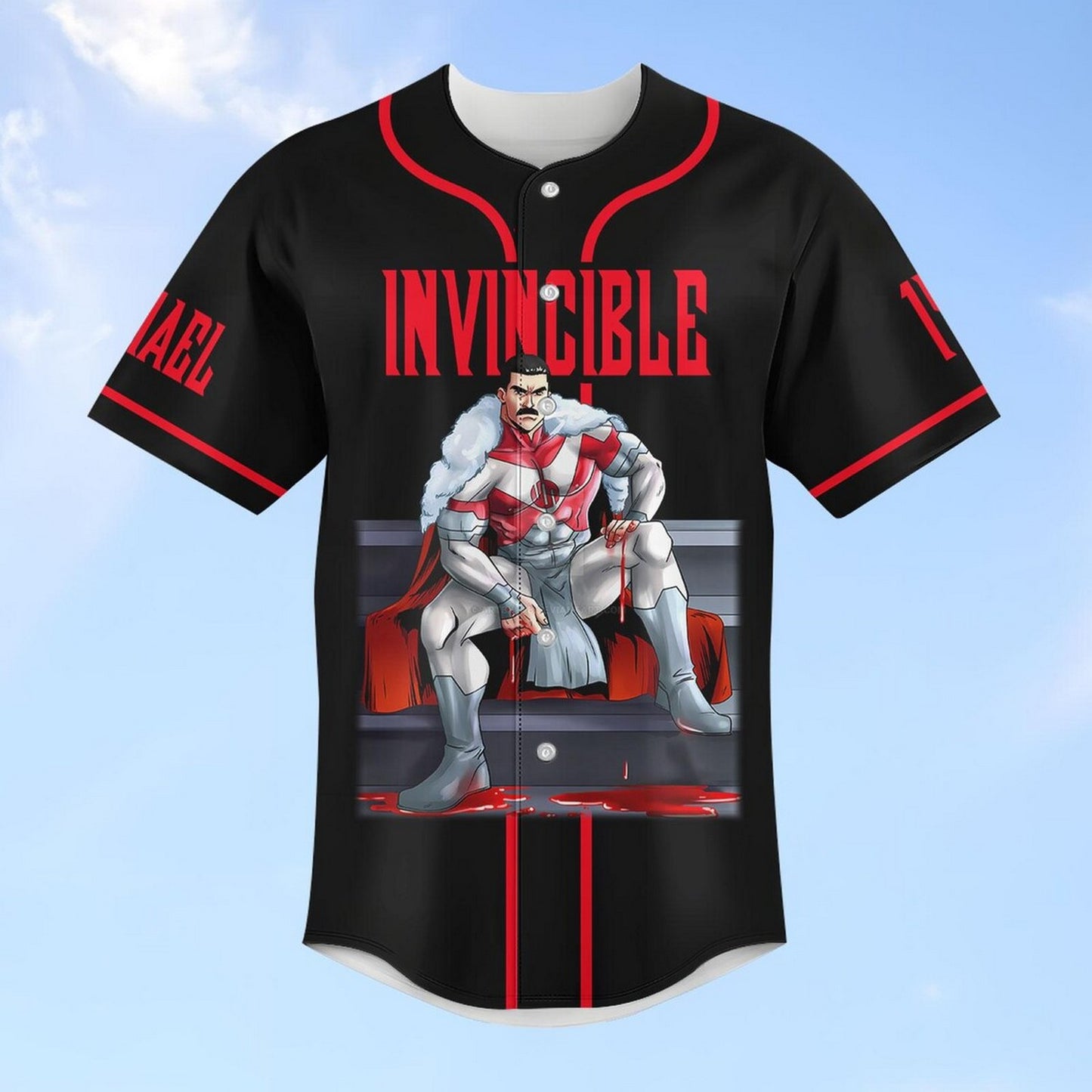 Custom Name And Number Disney Invincible Vs Omni Man Black Baseball Jersey
