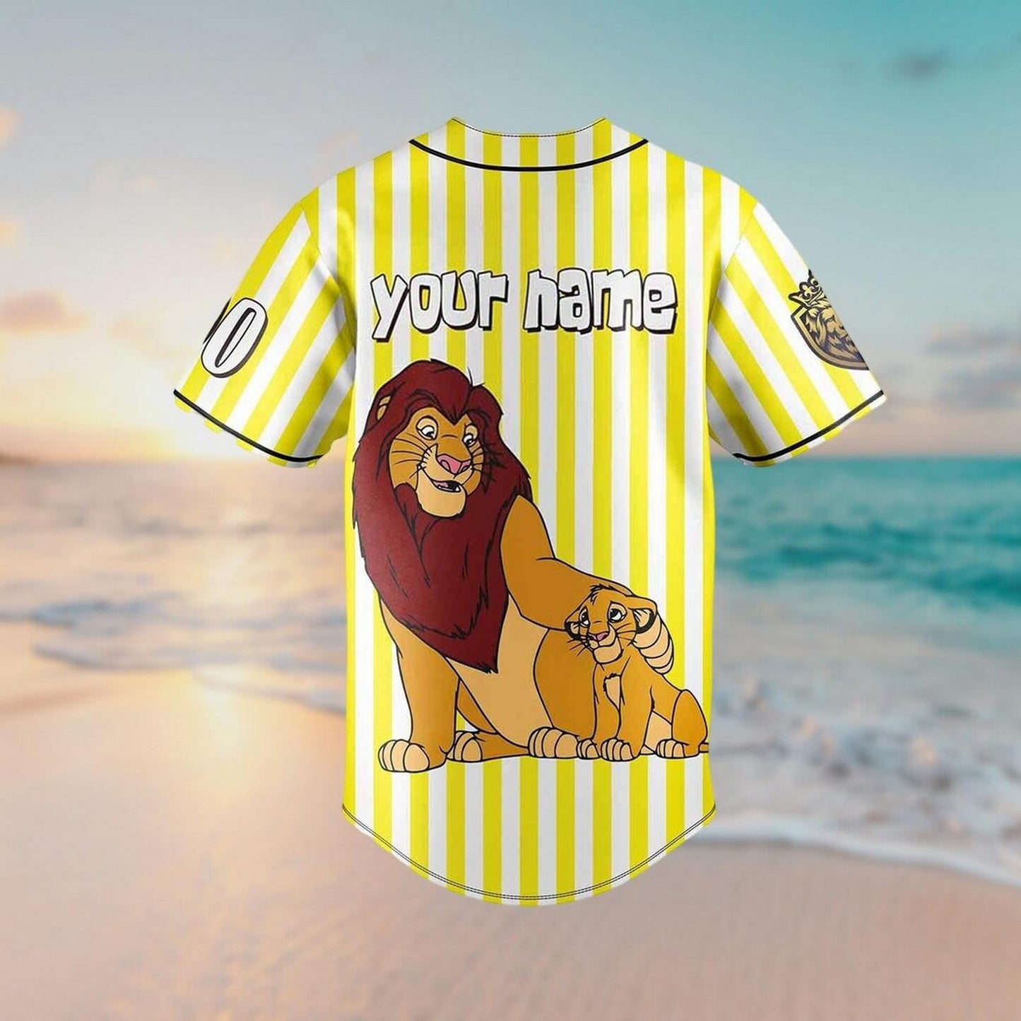 Custom Name And Number Disney Lion King Mufasa And Simba Baseball Jersey