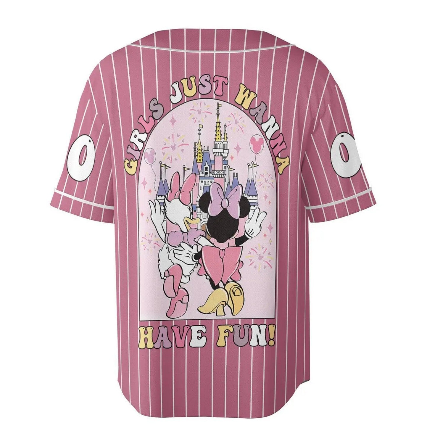 Custom Name And Number Disney Minnie And Daisy Striped Line Baseball Jersey
