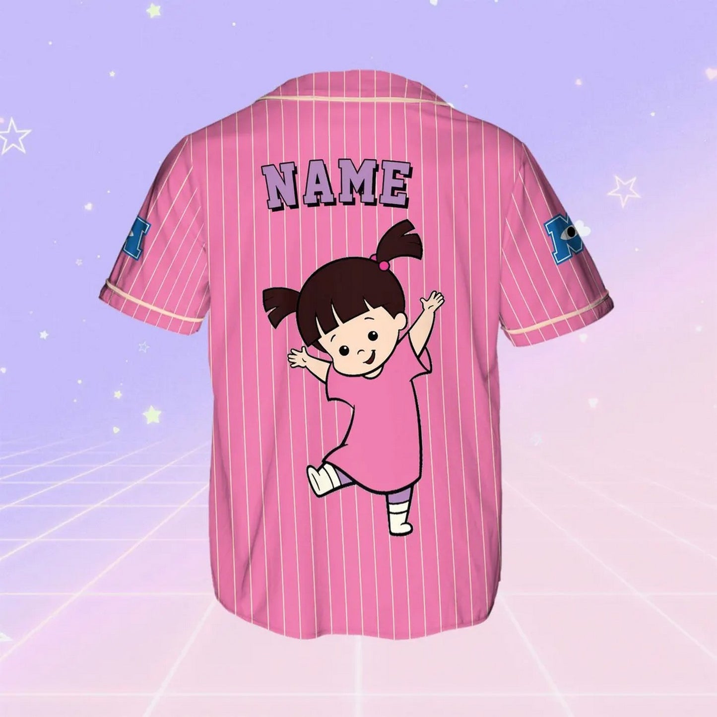 Custom Name And Number Disney Monster Inc Boo Baseball Jersey