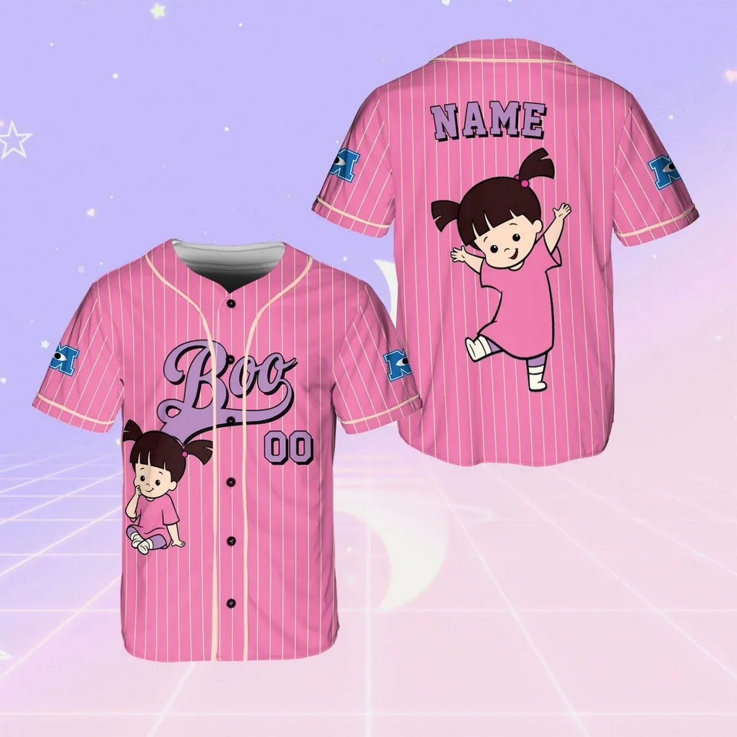 Custom Name And Number Disney Monster Inc Boo Baseball Jersey