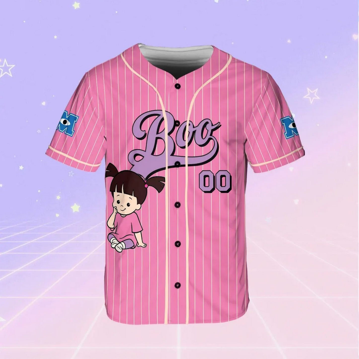 Custom Name And Number Disney Monster Inc Boo Baseball Jersey