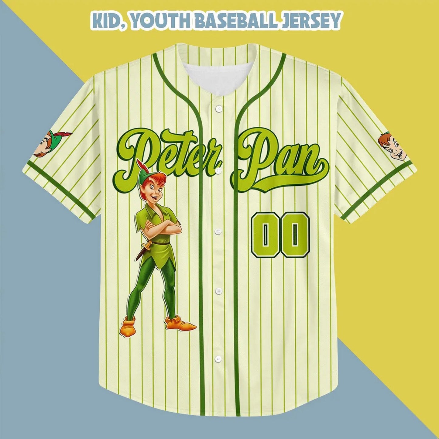 Custom Name And Number Disney Peter Pan Baseball Jersey