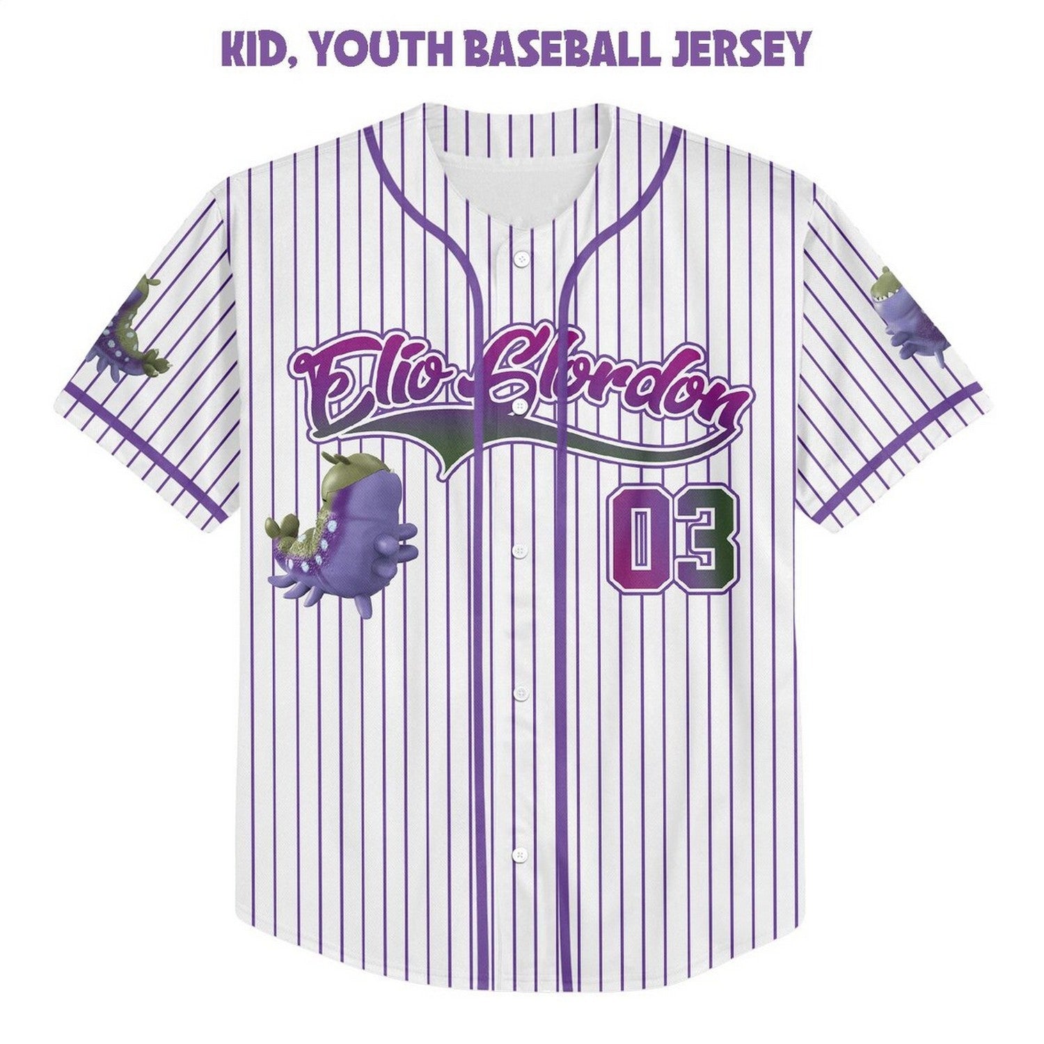 Custom Name And Number Disney Pixar Elio Clordon Baseball Jersey
