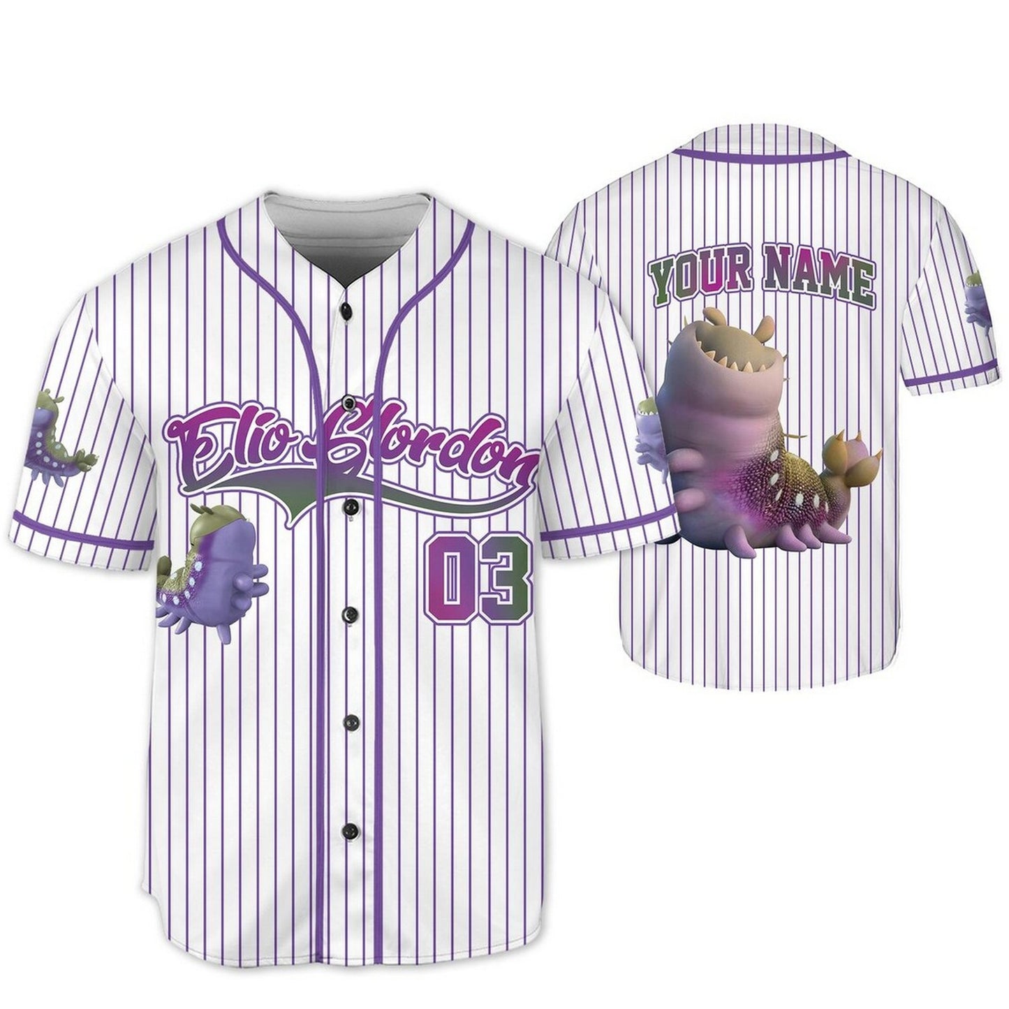 Custom Name And Number Disney Pixar Elio Clordon Baseball Jersey
