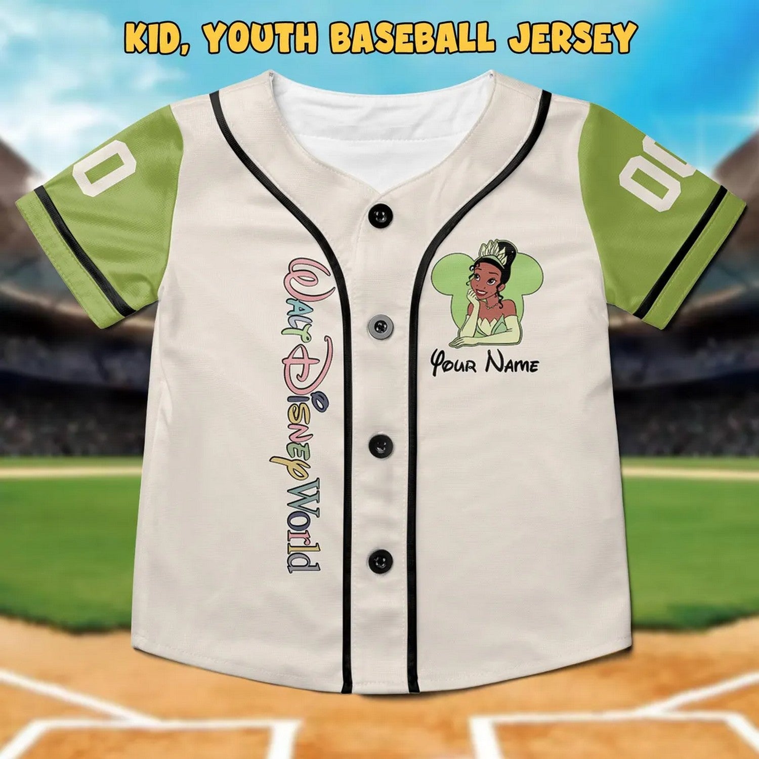 Custom Name And Number Disney Princess Tiana And The Frog Baseball Jersey