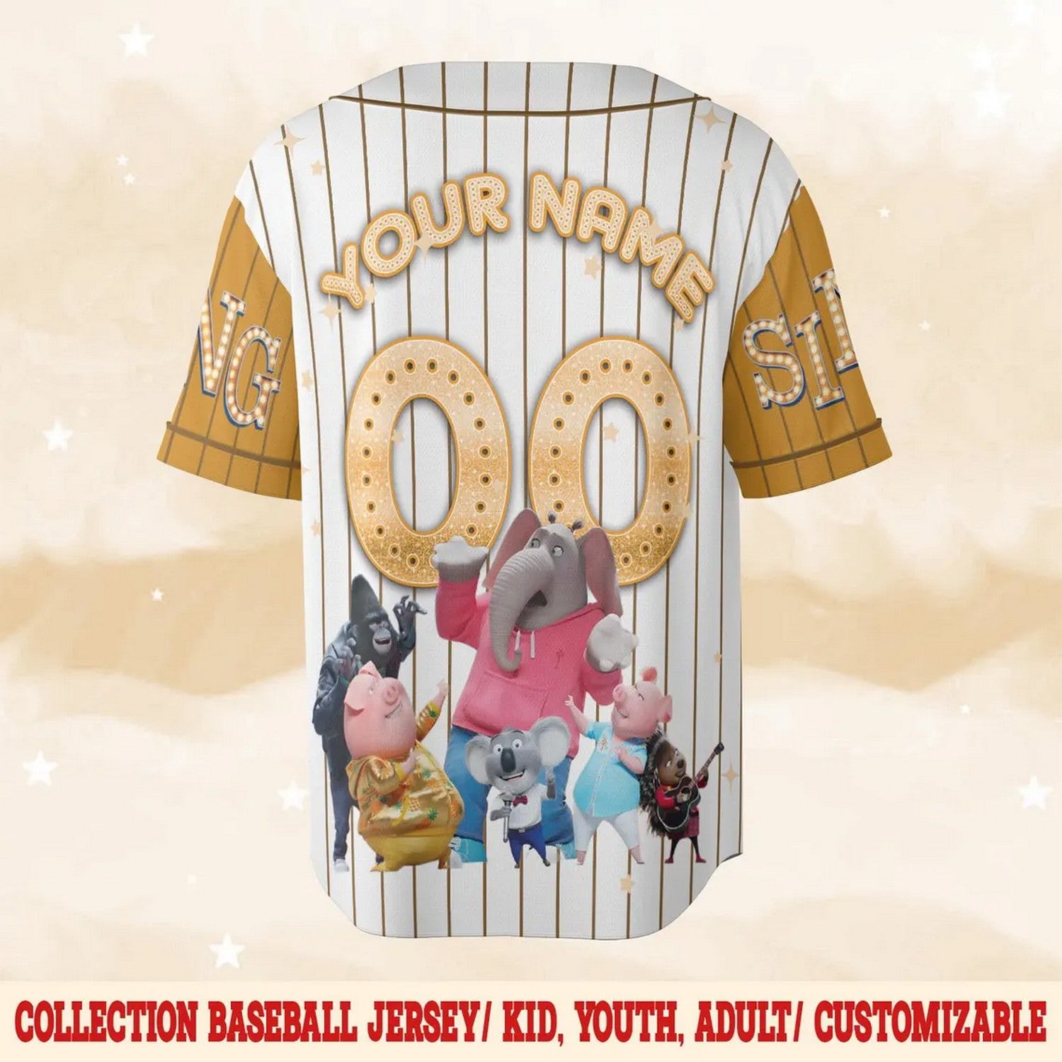 Custom Name And Number Disney Sing 2 Movie Characters Baseball Jersey