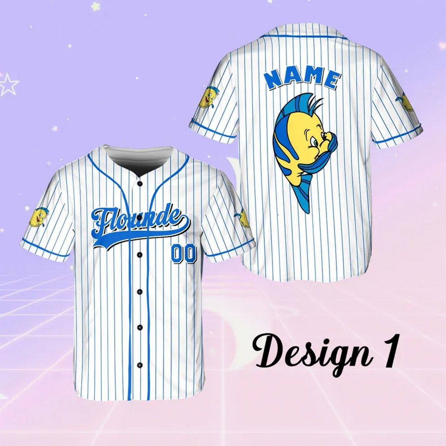 Custom Name And Number Disney The Little Mermaid Floude Baseball Jersey
