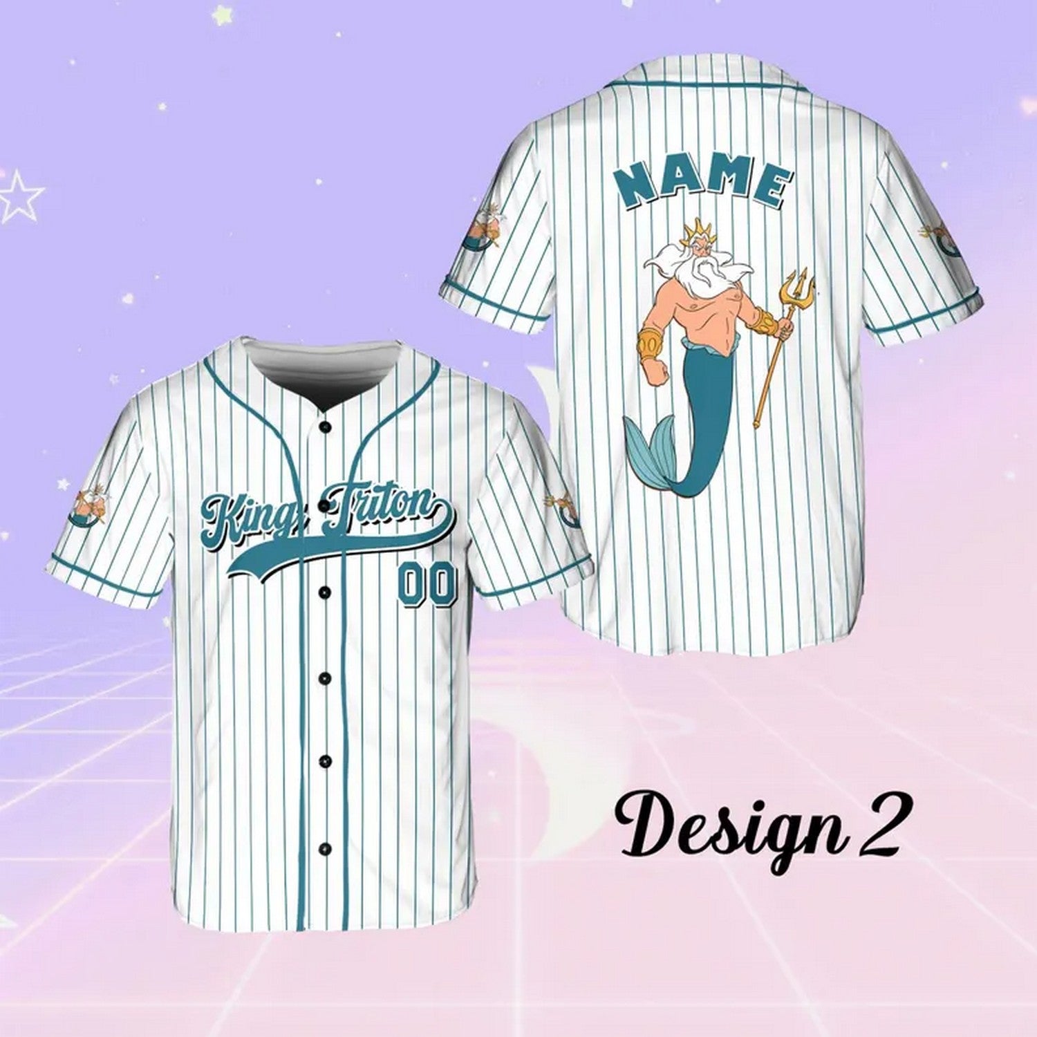 Custom Name And Number Disney The Little Mermaid King Triton Baseball Jersey