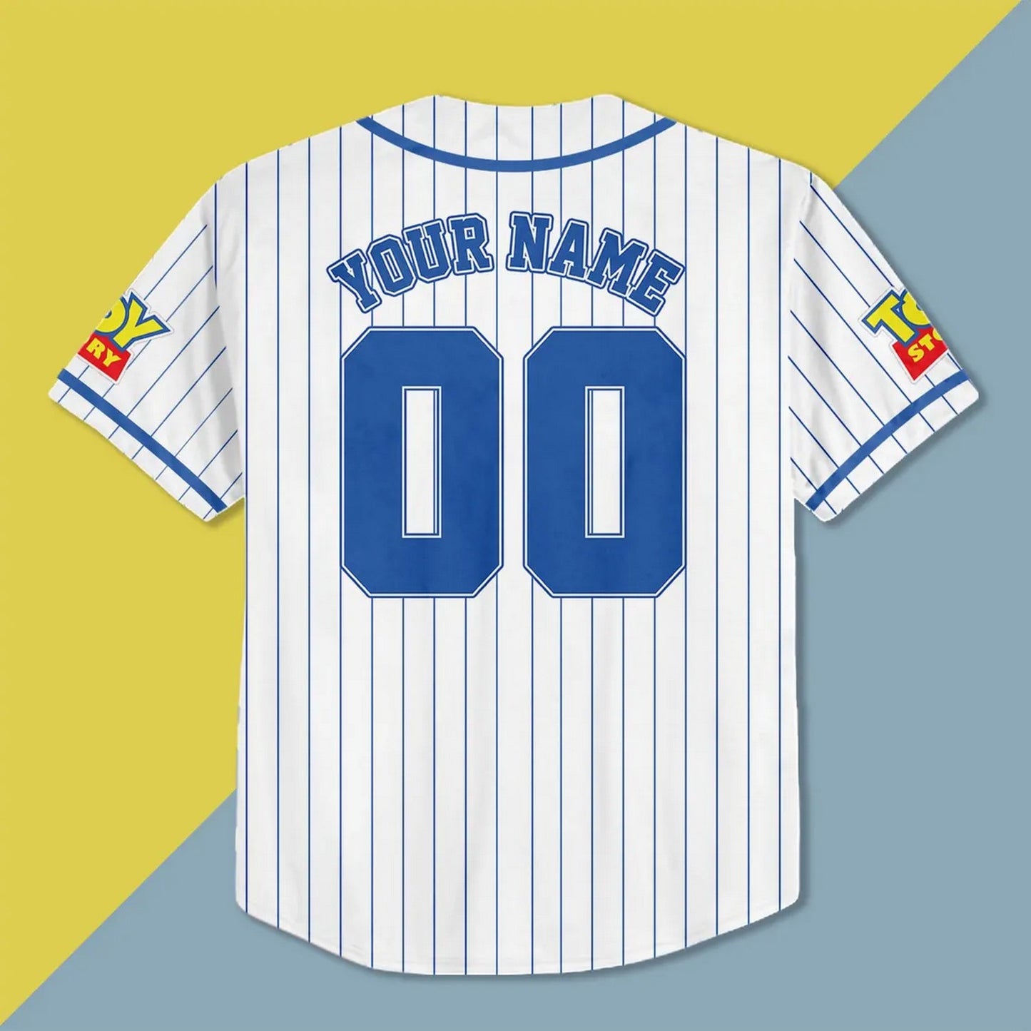 Custom Name And Number Disney Toy Story Characters Striped White Baseball Jersey